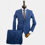 کت و شلوار مردانه چهارخانه درشت کاربنی