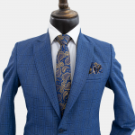 کت و شلوار مردانه چهارخانه درشت کاربنی - Image 2