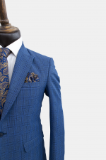 کت و شلوار مردانه چهارخانه درشت کاربنی - Image 3