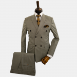 کت و شلوار مردانه شش دکمه جناقی کرم