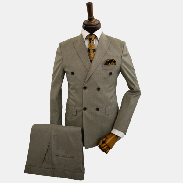 کت و شلوار مردانه شش دکمه جناقی کرم