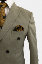 کت و شلوار مردانه شش دکمه جناقی کرم - Image 3