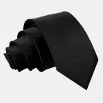 کروات و دستمال جیب مشکی ساتن - Image 2