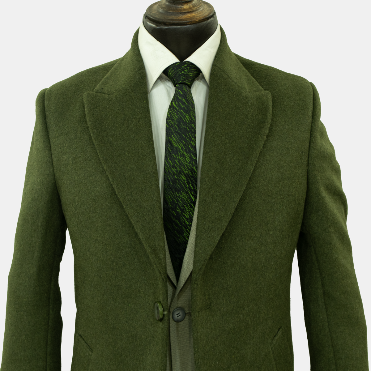 پالتو مردانه پشمی ماهوت سبز - Image 2