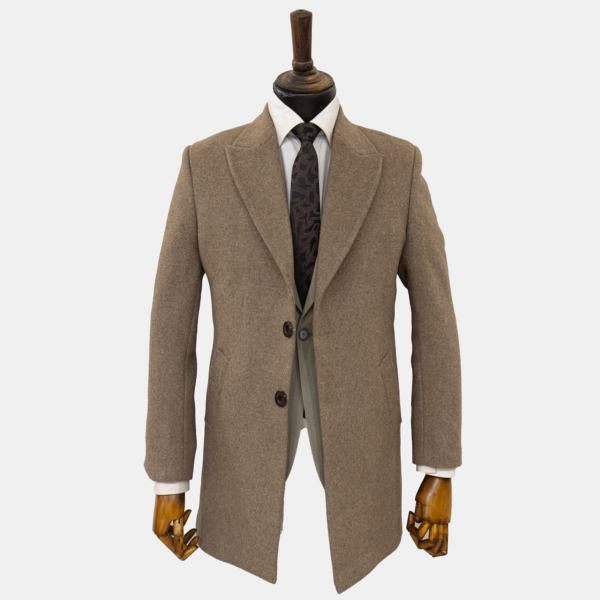 پالتو مردانه پشمی ماهوت نسکافه ای