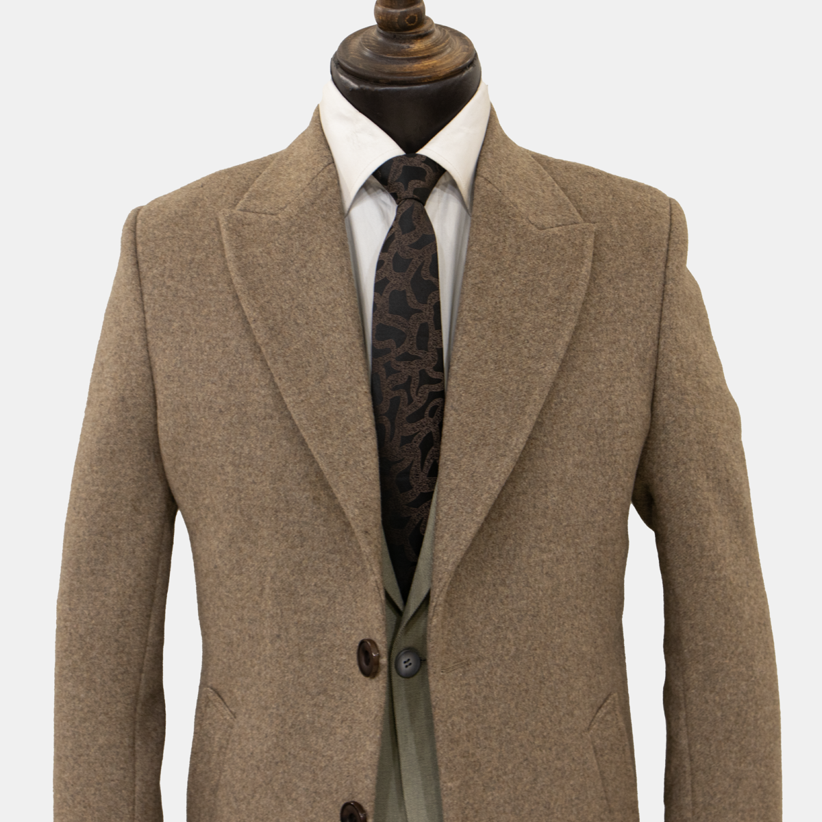 پالتو مردانه پشمی ماهوت نسکافه ای - Image 2