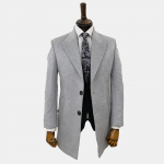 پالتو مردانه پشمی ماهوت طوسی