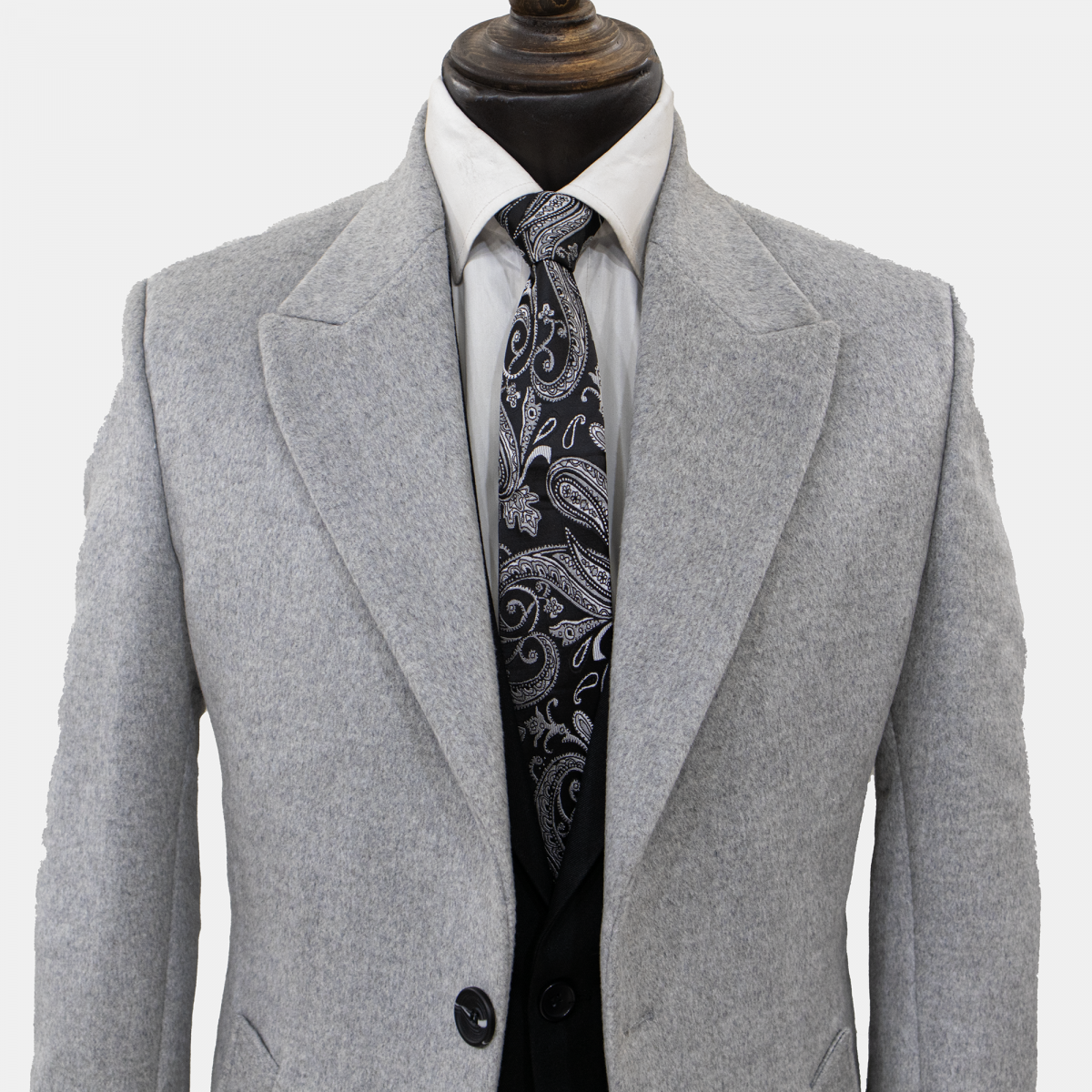 پالتو مردانه پشمی ماهوت طوسی - Image 2