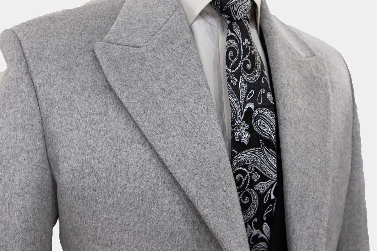 پالتو مردانه پشمی ماهوت طوسی - Image 3