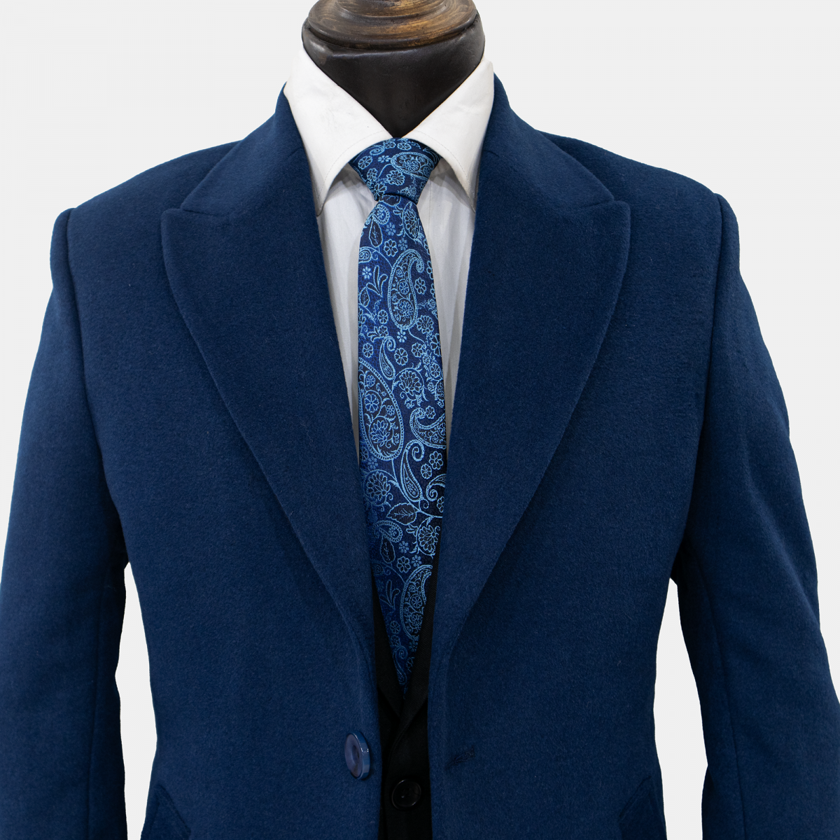 پالتو مردانه پشمی ماهوت ابی درباری - Image 2