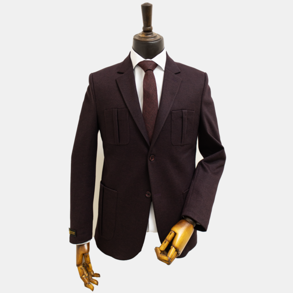 کت تک چهار جیب پلیسه دار زرشکی