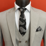 کت و شلوار مردانه طوسی روشن برک با جلیقه - Image 2