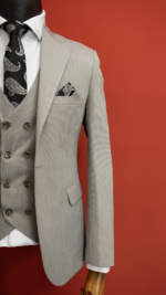 کت و شلوار مردانه طوسی روشن برک با جلیقه - Image 3