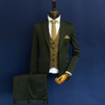 کت و شلوار و جلیقه دبل فیس سبز تیره