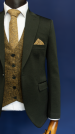 کت و شلوار و جلیقه دبل فیس سبز تیره - Image 4
