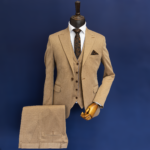 کت و شلوار و جلیقه دبل فیس نسکافه ای سرژه