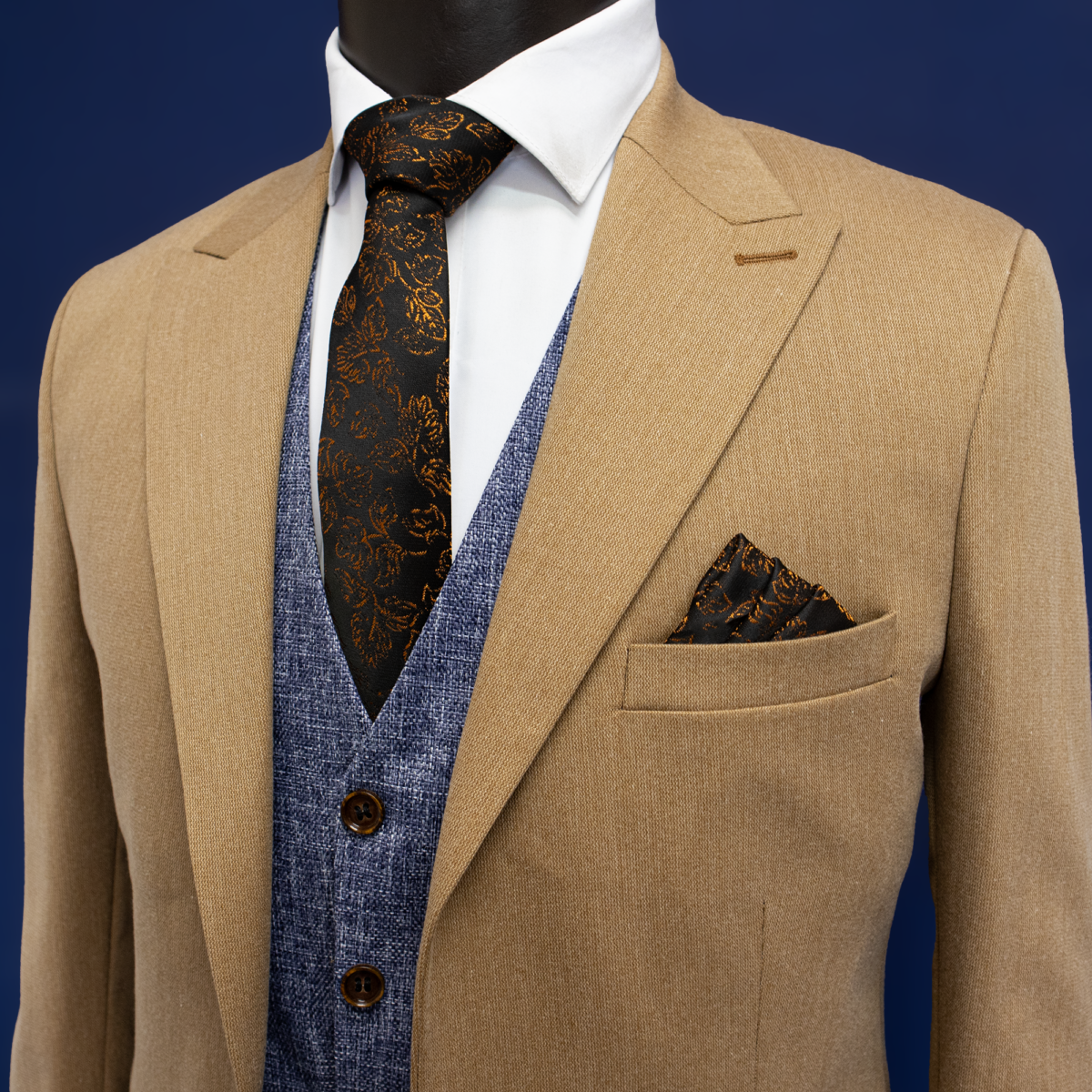 کت و شلوار و جلیقه دبل فیس نسکافه ای سرژه - Image 6