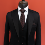 کت و شلوار و جلیقه دبل فیس مشکی سرژه - Image 3