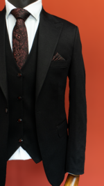 کت و شلوار و جلیقه دبل فیس مشکی سرژه - Image 7