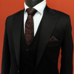 کت و شلوار و جلیقه دبل فیس مشکی سرژه - Image 5