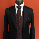 کت و شلوار و جلیقه دبل فیس مشکی سرژه - Image 4