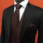 کت و شلوار و جلیقه دبل فیس مشکی سرژه - Image 6