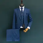 کت و شلوار و جلیقه دبل فیس آبی درباری عالیجناب