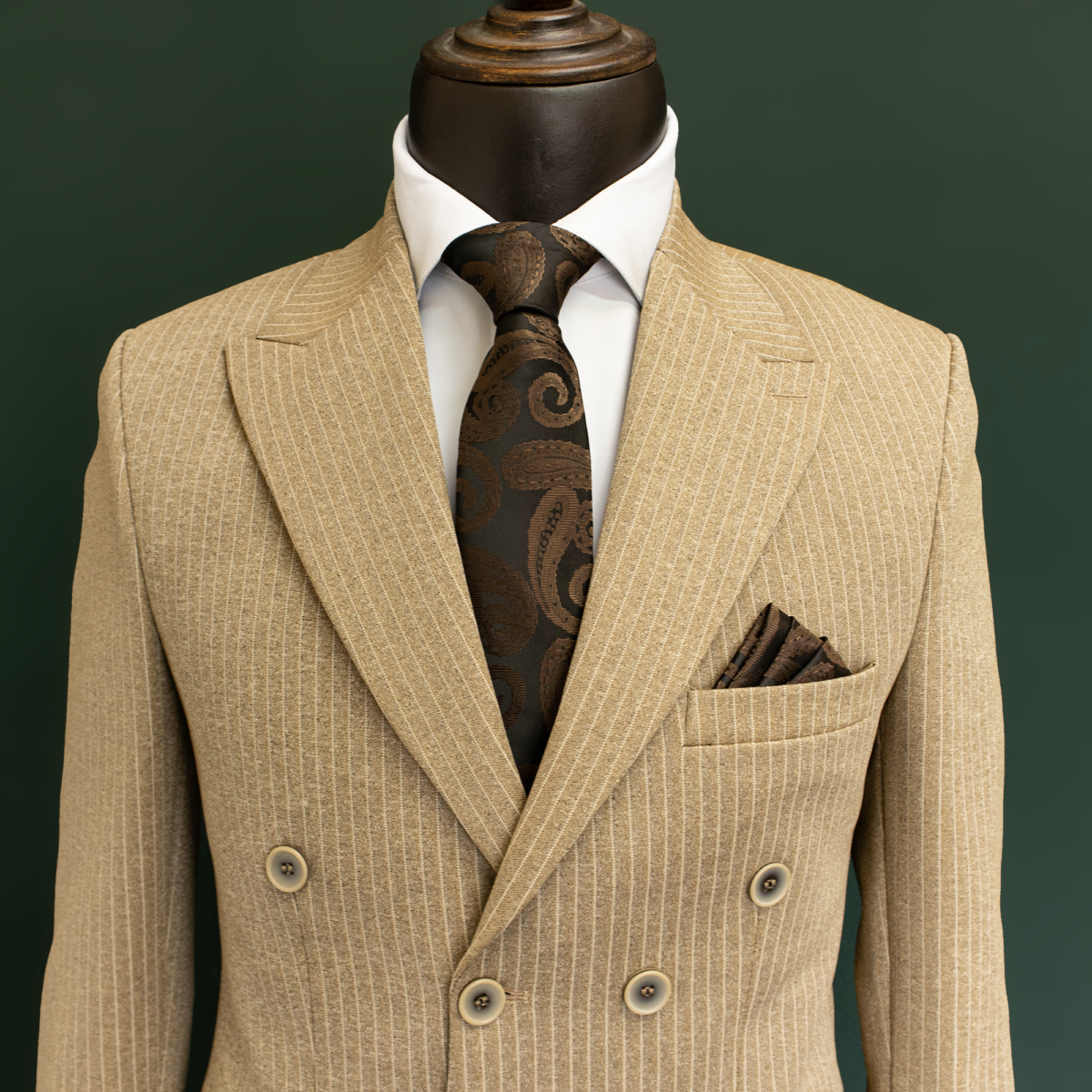 کت و شلوار مردانه دیپلمات دبل برست کرم - Image 3