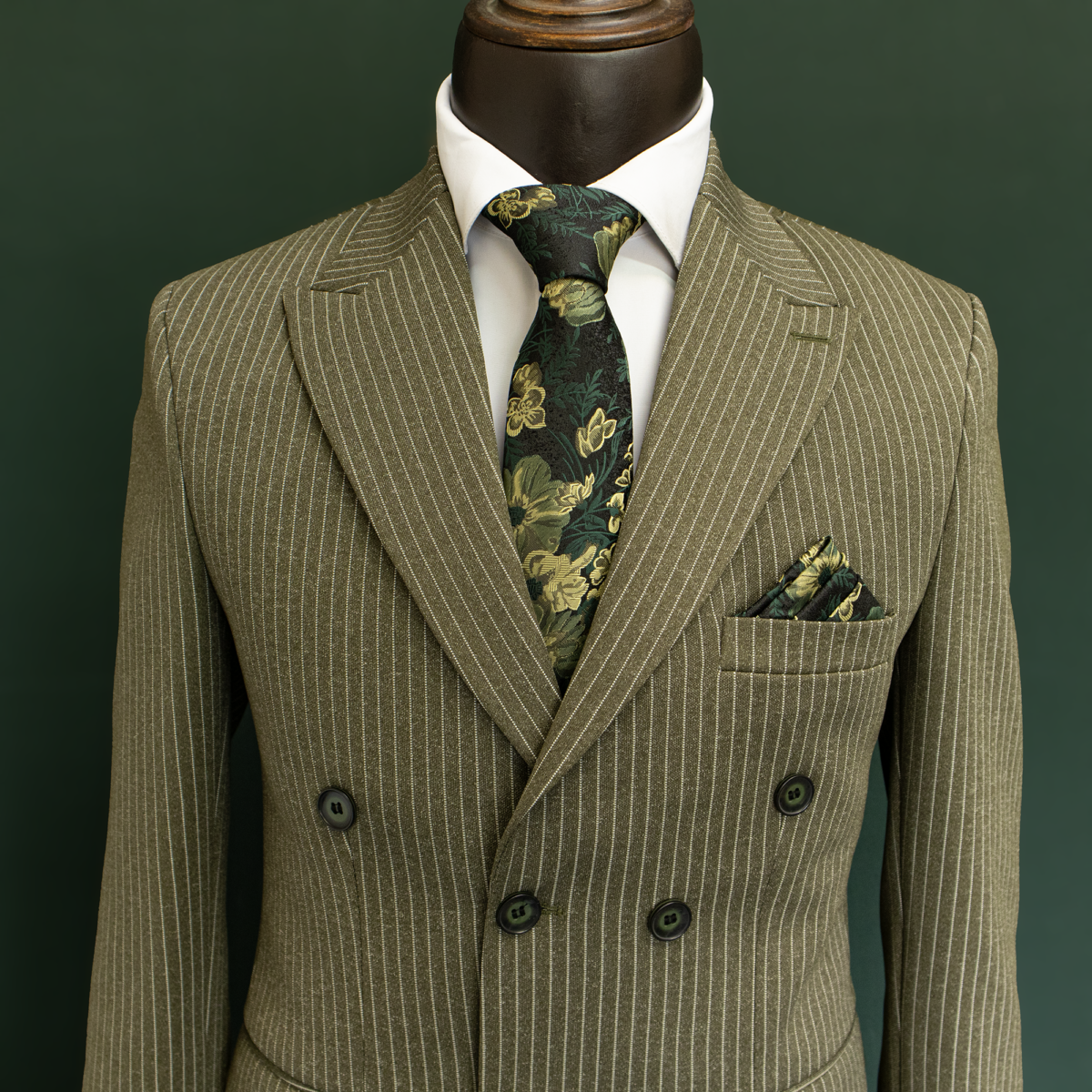 کت و شلوار مردانه دیپلمات دبل برست زیتونی - Image 3