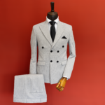 کت و شلوار دیپلمات دبل برست طوسی روشن