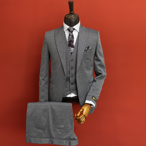 کت و شلوار طوسی کش