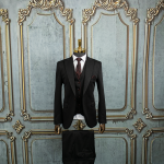 کت شلوار مشکی کش با جلیقه دو رو