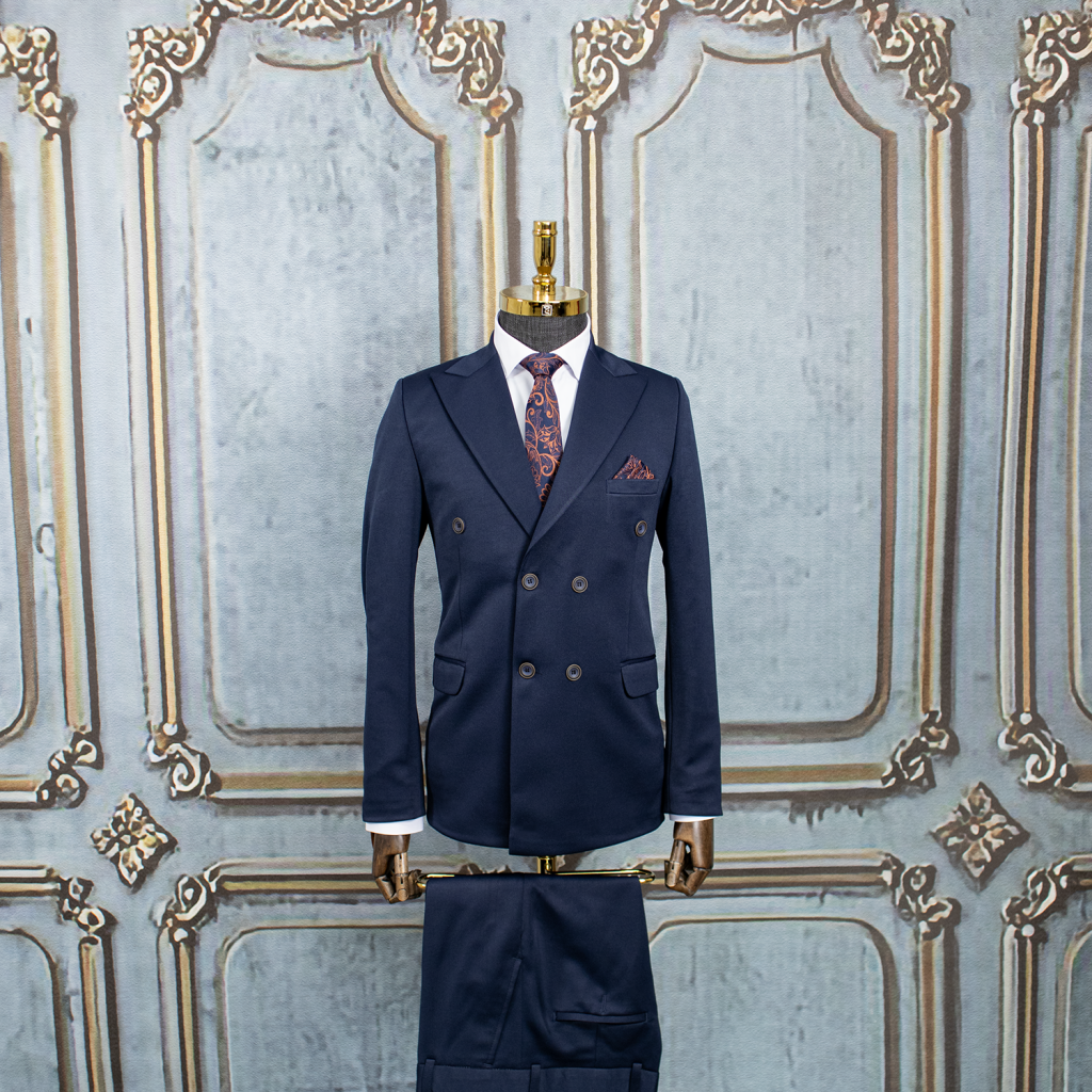 کت شلوار دبل برست سرمه ای