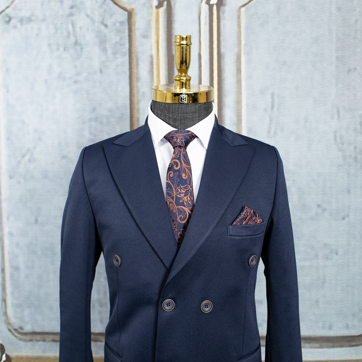 کت و شلوار دبل برست سرمه ای لایت