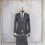 کت و شلوار دو دکمه طوسی فاستونی