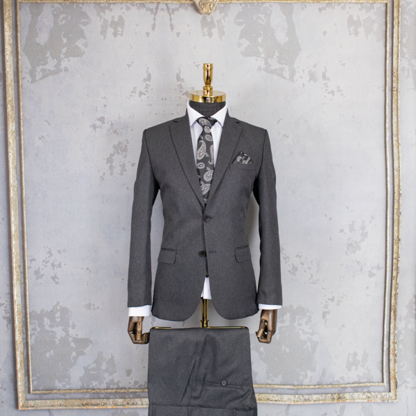 کت و شلوار دو دکمه طوسی فاستونی