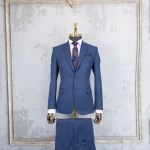 کت و شلوار آبی کاربنی دو دکمه عالیجناب