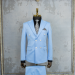 کت و شلوار دبل برست آبی آسمانی