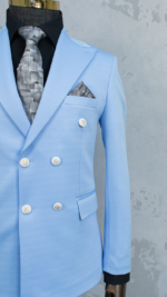 کت و شلوار دبل برست آسمانی