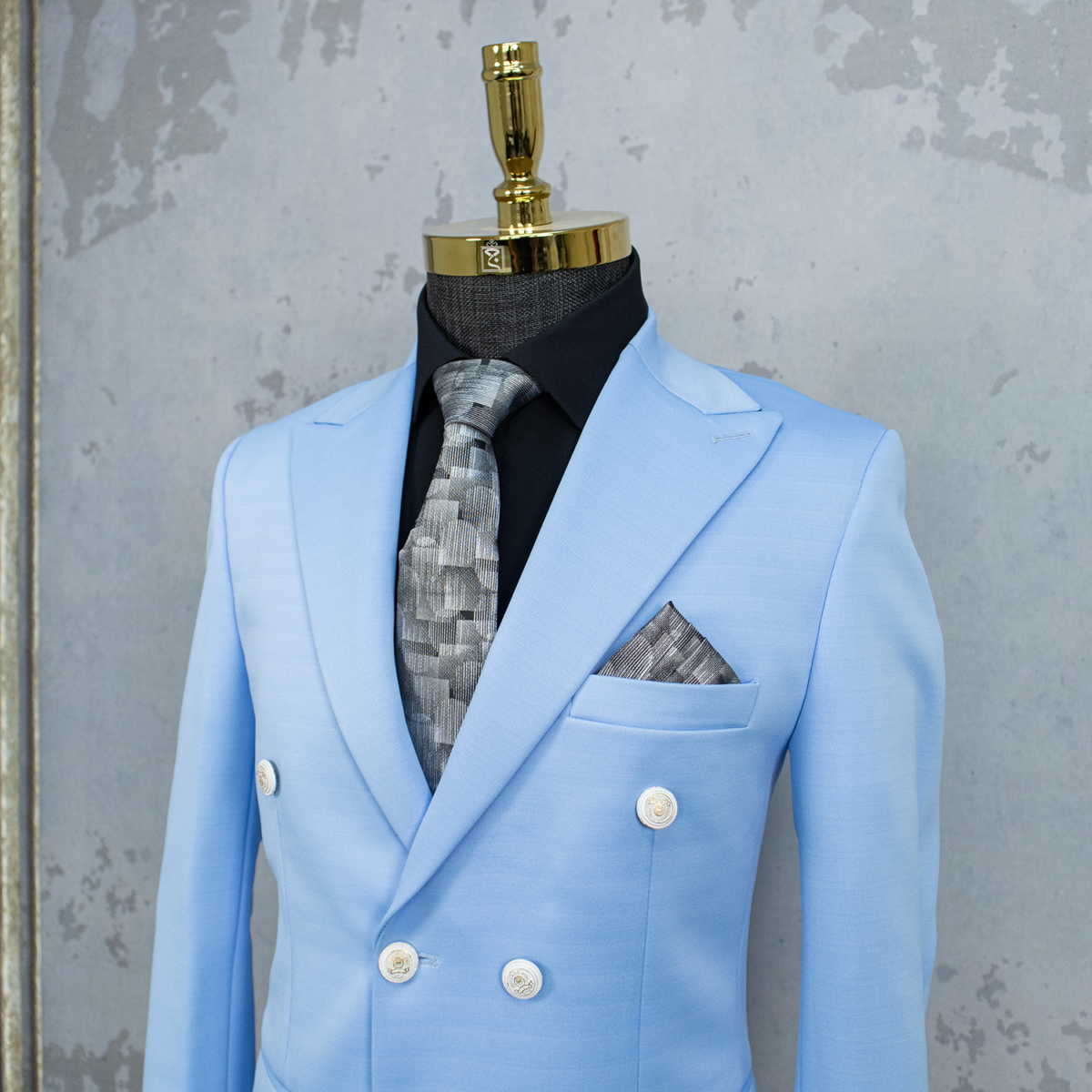 کت شلوار شش دکمه آبی