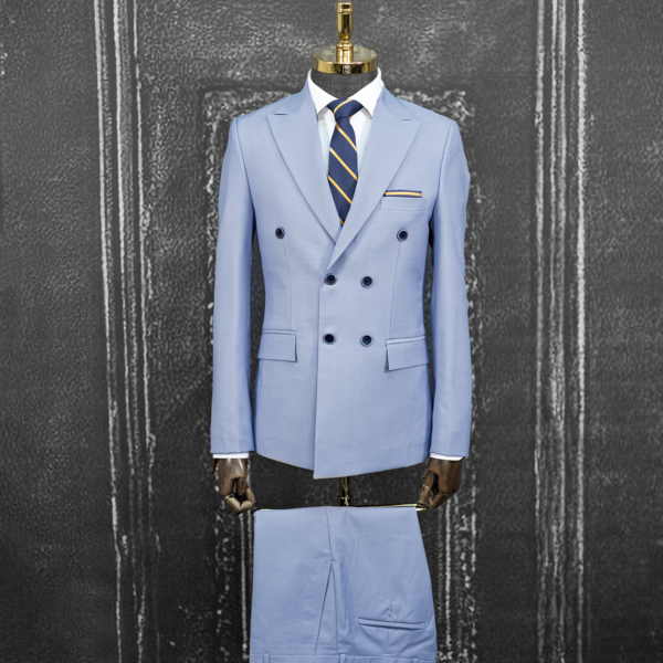 کت و شلوار دبل برست آسمانی مگا