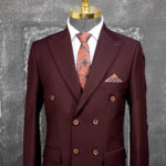 کت و شلوار دبل برست زرشکی