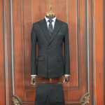 کت و شلوار دبل برست دیپلمات ذغالی