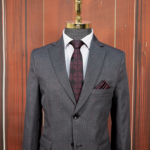 کت شلوار چهارخونه طوسی