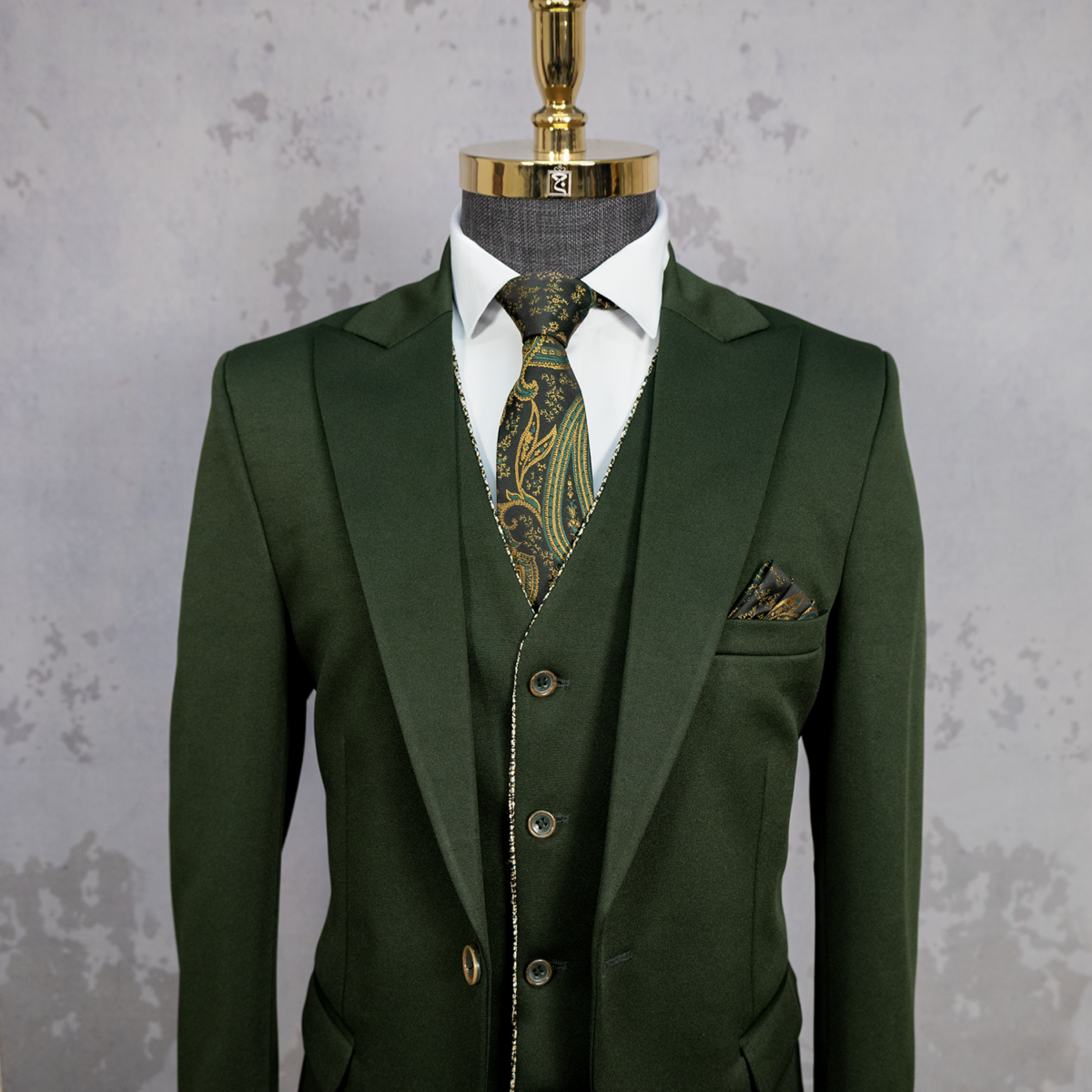 کت و شلوار سبز با جلیقه