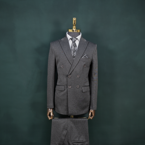 کت و شلوار دبل برست ذغالی سوپرکش