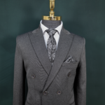 کت شلوار دبل برست ذغالی