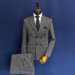 کت و شلوار طوسی دیپلمات دبل برست کاردین