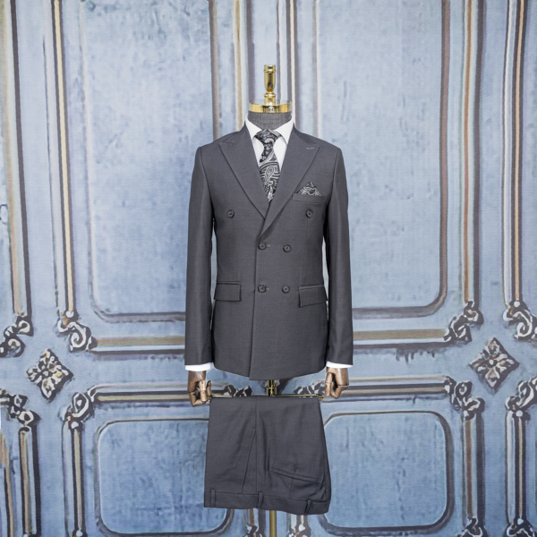 کت و شلوار دبل برست ذغالی مگا