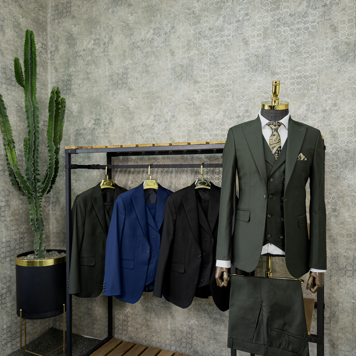 کت شلوار مردانه یشمی تیره